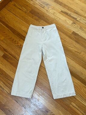 Free People wide leg cropped high waisted Patti pants size 27 in oat EUC